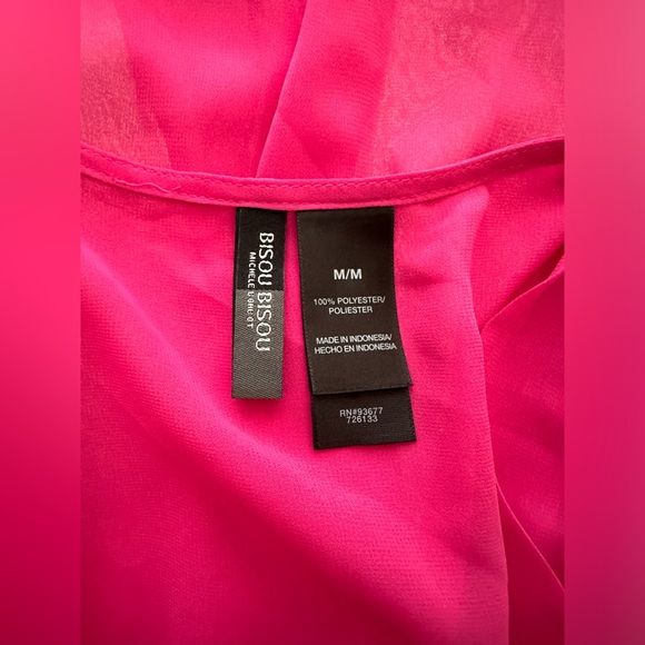 Bisou Bisou Sheer Deep V Neck Draped Sleeves Tunic - Picture 5 of 5